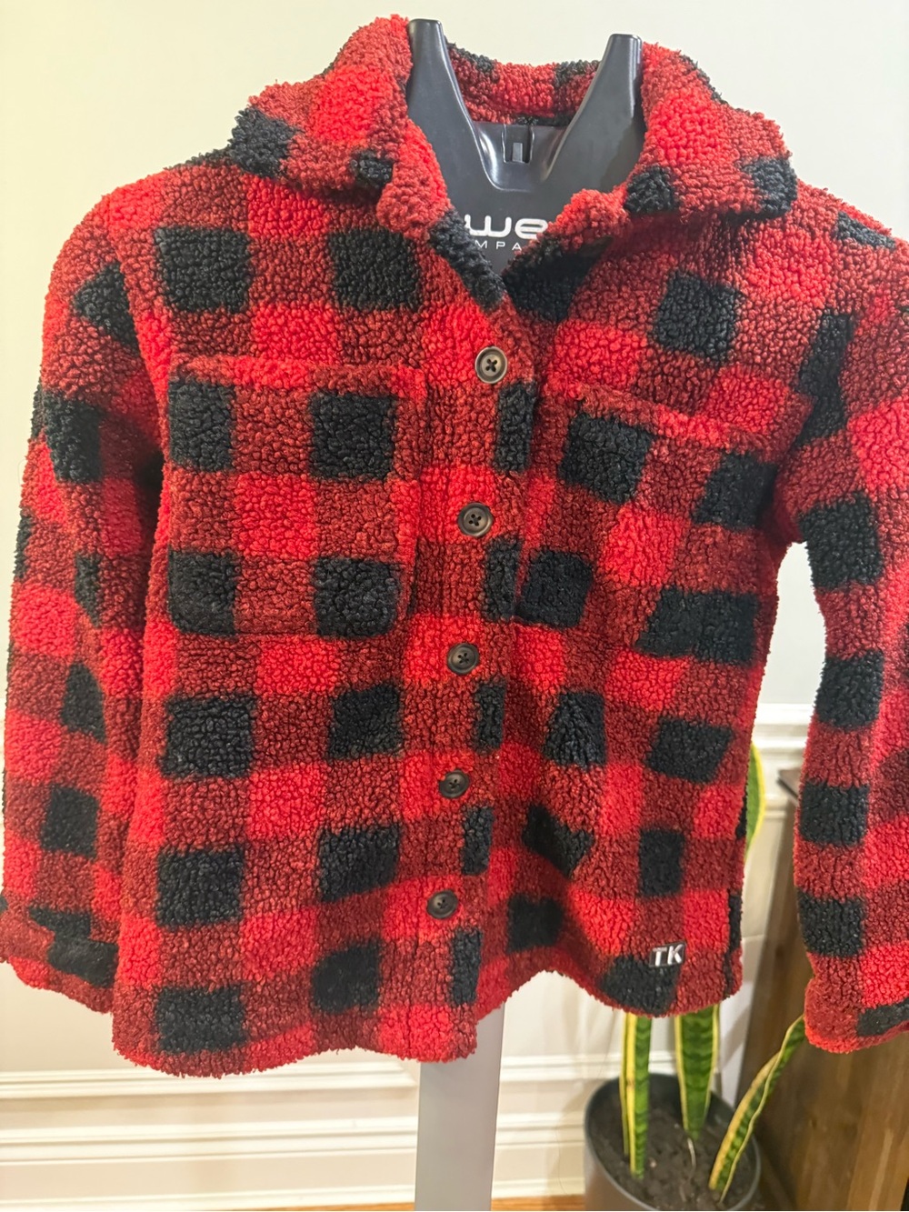 Tilley Kids Red Buffalo Plaid Sherpa Shacket Jacket Size 7-8Y Cozy Fleece